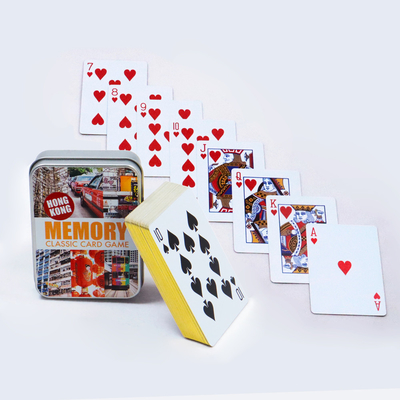 acheter Impression personnalisée du logo Cartes à jouer Durable Classique de loisirs Cartes de spectacle avec boîte en fer blanc online manufacture