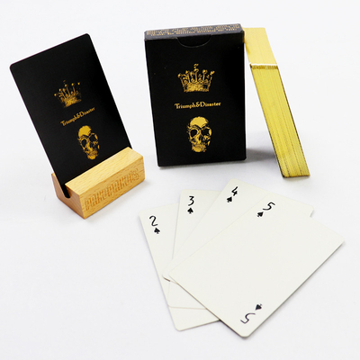 acheter CMYK 100g Cartes de jeu de poker en papier noir sur mesure avec bordure en or et boîte en papier à papier à impression en papier online manufacture