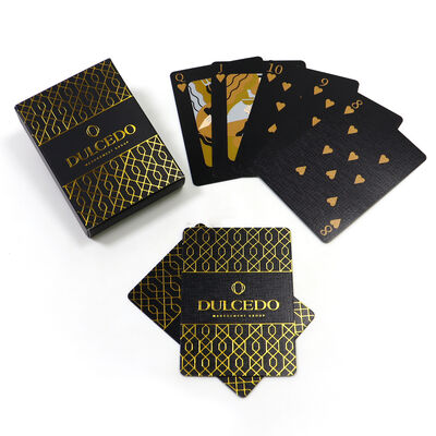acheter Des cartes de poker en feuille d'or mat de design personnalisé avec du papier noir de 310 grammes et un motif géométrique de luxe online manufacture