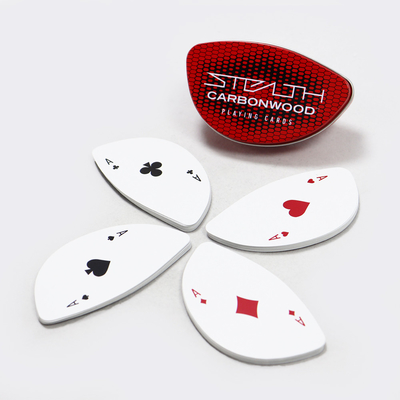 Impression personnalisée Cartes de jeu Deck Boîte en ferraille Emballage feuillage en forme spéciale Cartes de poker