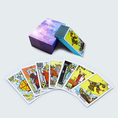 Les cartes de tarot en miniature originales à bord bleu imprimé carte de tarot romantique violette avec poche