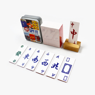 Impression personnalisée de cartes de mahjong américaines Jeu de cartes multijoueurs Carte de mahjong en papier avec boîte en fer blanc