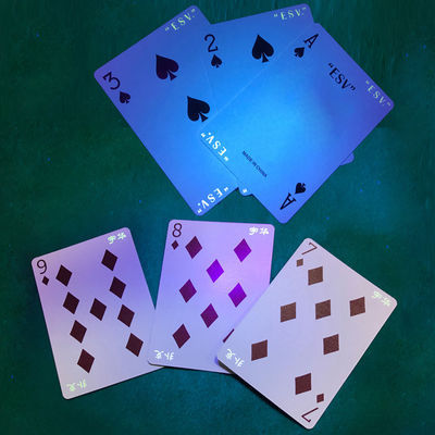 Impression personnalisée Jeu pour adultes Poker Sécurité Anti-contrefaçon Cartes à jouer de casino Lumineuses