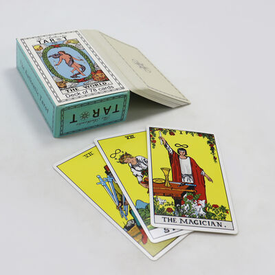 Cartes de tarot d'oracle imprimées sur mesure avec guide dans une boîte en grille pour la divination