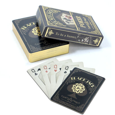 Conception personnalisée bordures en or étanche en PVC personnalisé jeu de poker pour les fêtes et les cadeaux