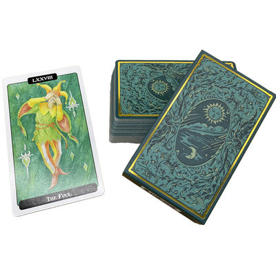 coin rond mat imprimable de couleur verte de cartes de tarot de 63*88mm
